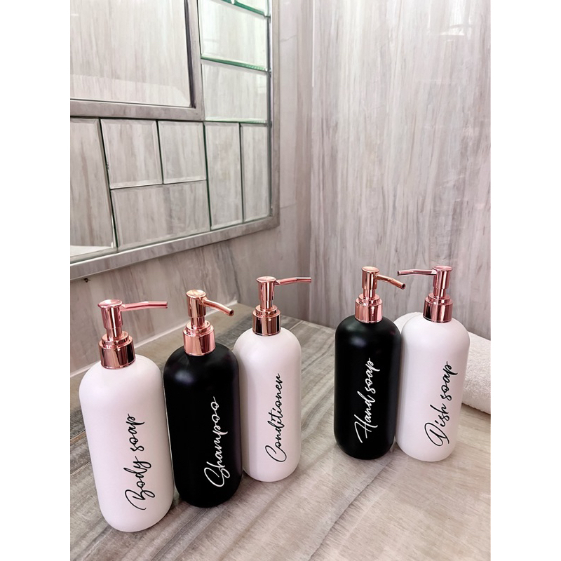 botol N24 DOFF PUTIH 500ml STIKER HITAM SILVER LUXURY . BISA CUSTOM STIKER tempat sabun cair pump aesthetic bottle minimalist refill bathroom dispenser hand soap dapur estetik