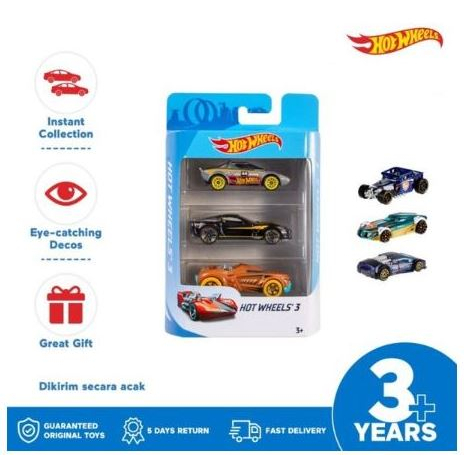 HOT WHEELS CARS K5904 Isi 3 Cars Pack - Original Mattel - hotwheels SNI - Mainan Mobil Anak - RANDOM