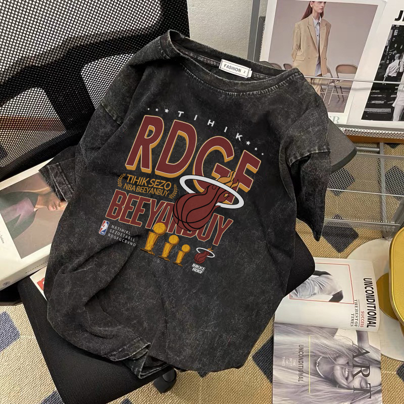 RDGF seragam basket jalanan Kaos pria retro Amerika seragam basket jalanan kaos Washed/A0862