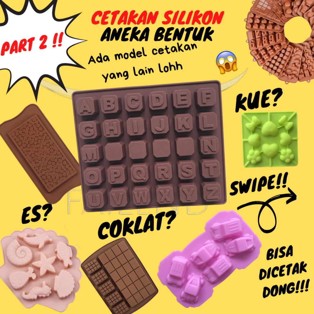 Cetakan silikon kue puding coklat cokelat jelly jely aneka bentuk Part II