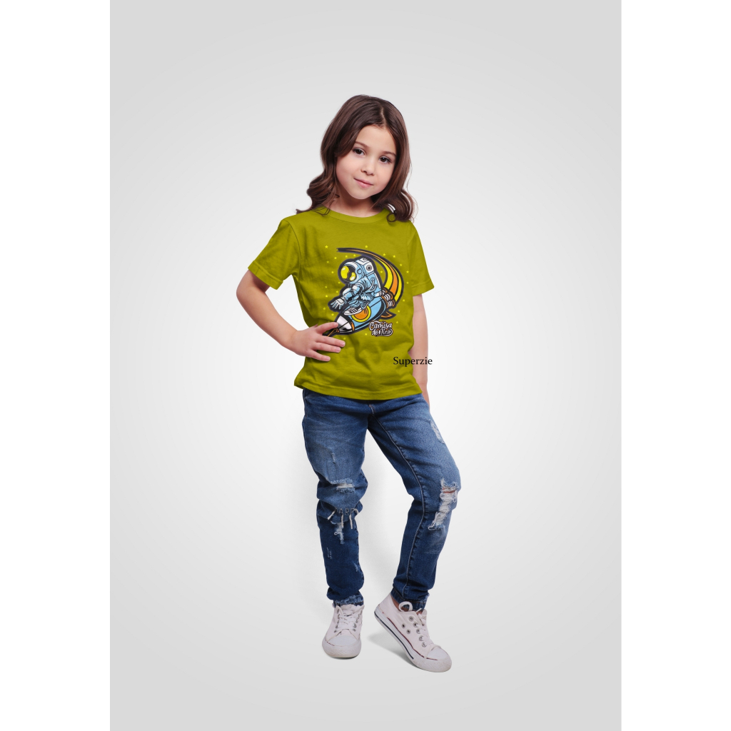 Kaos Anak Laki-Laki  Premium Astronot Kaos Anak Perempuan Baju Murah Lengan pendek ROCKET CAMISA ASTRONOT IJOSAMPUR RGKIDS
