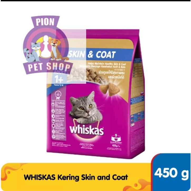 Makanan Kucing Whiskas Skin &amp; Coat 1,1Kg