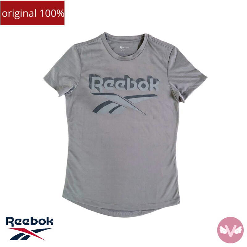 Reebok Women Ree Stripe Wanita Grey Baju Sport Baju Olahraga Reebok Baju Olahraga Wanita Reebok Orig