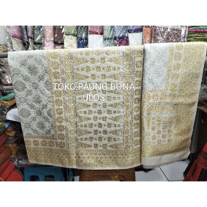 SONGKET PALEMBANG BENANG TEMBAGA.WARNA DASAR SILVER TUMPAL BENANG GOLD.
