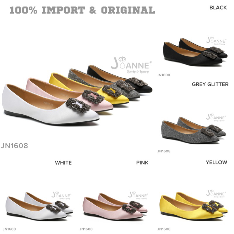 [ORIGINAL] JOANNE Ballerina Crystal Flat Shoes Sepatu Wanita #JN1608