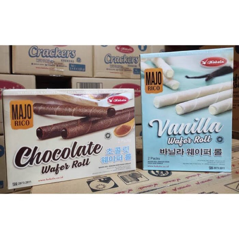 

KOKOLA MAJORICO & KUGI WAFER ROLL 120 gr / dus 24box, cocok utk Jajan Hajatan, bingkisan, souvenir nikahan. MURAHHHH!!