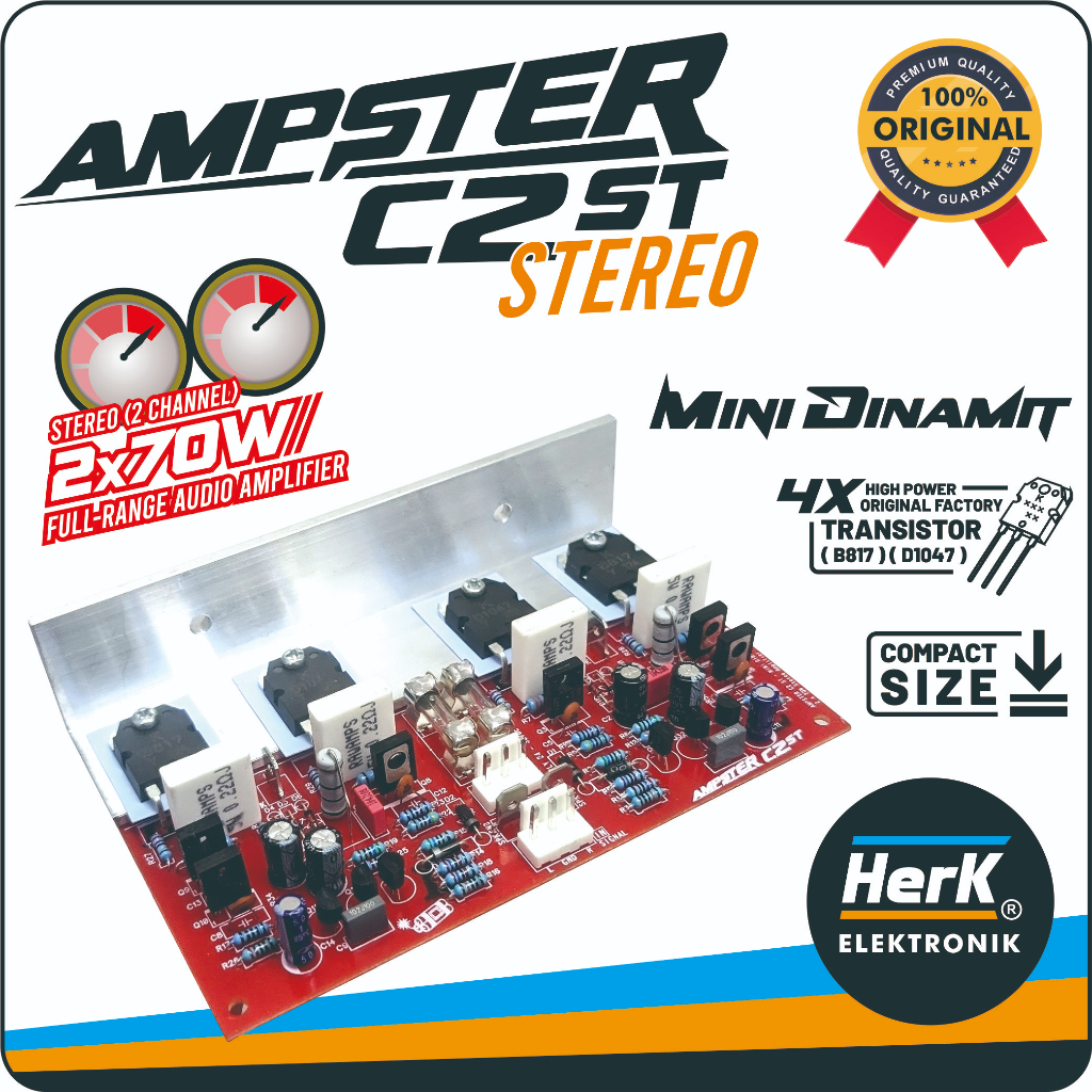 KIT POWER AMPLIFIER STEREO AMPSTER C2 ST 2 x 70W 24–35V DC RAWAMPS