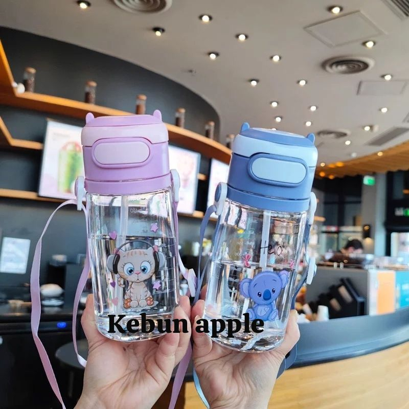 Botol Minum Anak Karakter Hewan Lucu Kapasitas 550Ml Bpa free + Tali Panjang