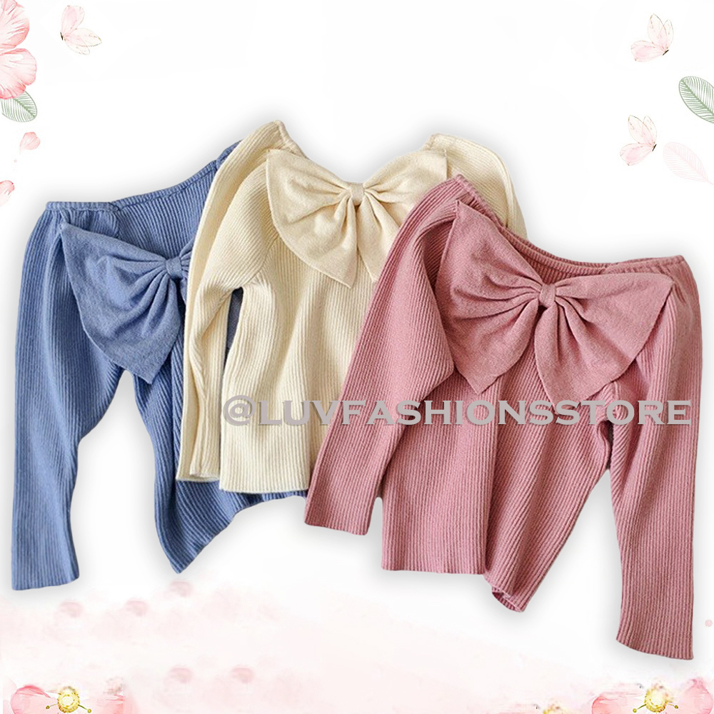IL - ATASAN RIB ANAK PEREMPUAN RIBBON / ATASAN TOP BIGBOW LENGAN PANJANG MODEL PITA