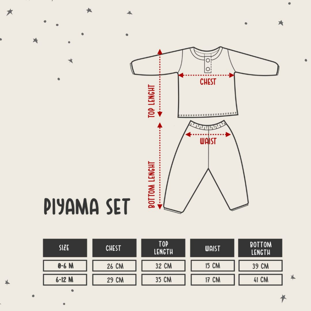 Hellomigu Long Sleeve Pajama Set/ Piyama Baju Tidur Setelan Bayi Perempuan Laki laki Anak Cewe Cowo Bayi Polos 0-6  6-12 Bulan