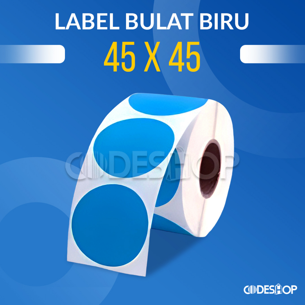 Label Warna Biru Stiker Bulat 45x45 mm Thermal Sticker 45 x 45 Isi 200