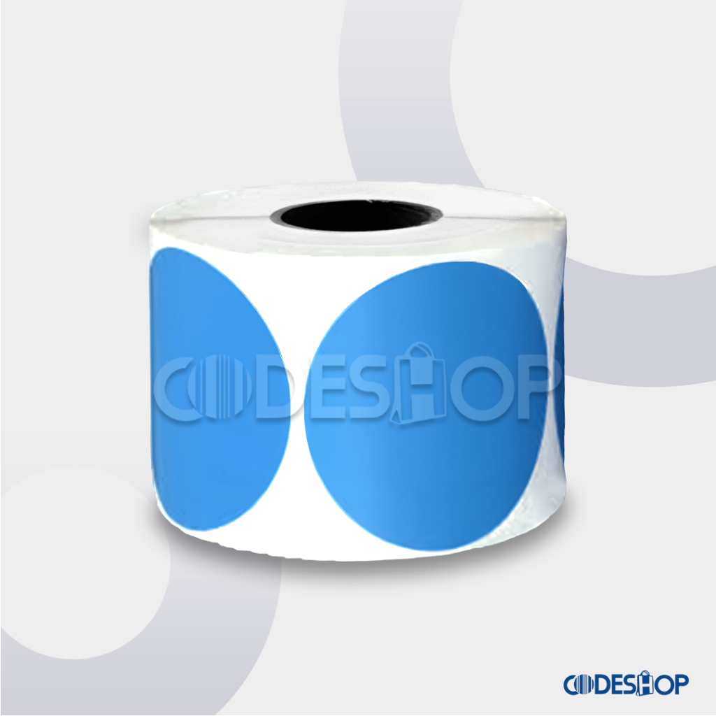 Label Warna Biru Stiker Bulat 45x45 mm Thermal Sticker 45 x 45 Isi 200