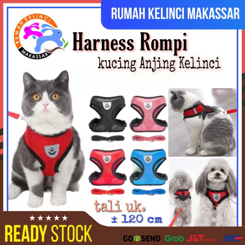 TALI TUNTUN ROMPI Kucing Harness Rompi Kucing Vest Tali Tuntun Kucing Kelinci Anjing Model Rompi