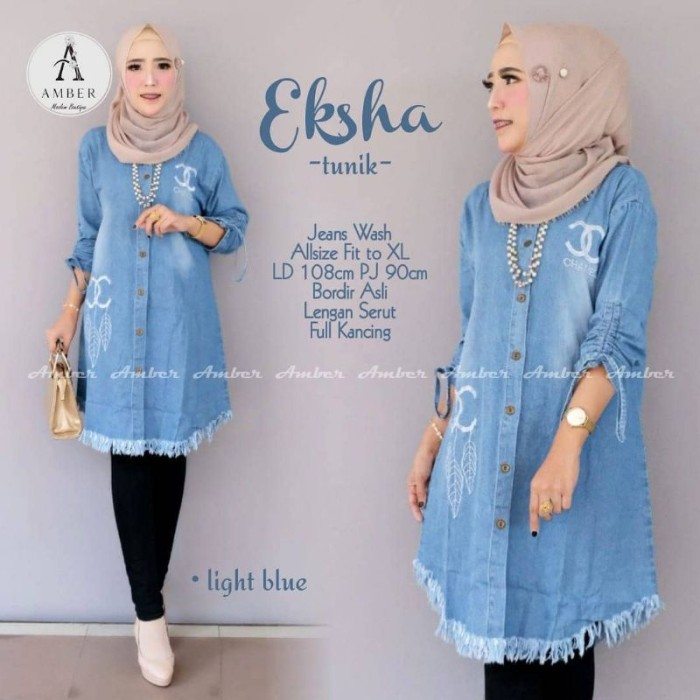 DREAMMY TUNIK!! VARIASI BORDIR ASLI Matt Jeans Wash