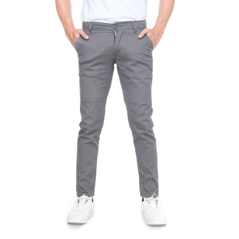 Celana panjang Chinos pria slim fit casual Kerja santai