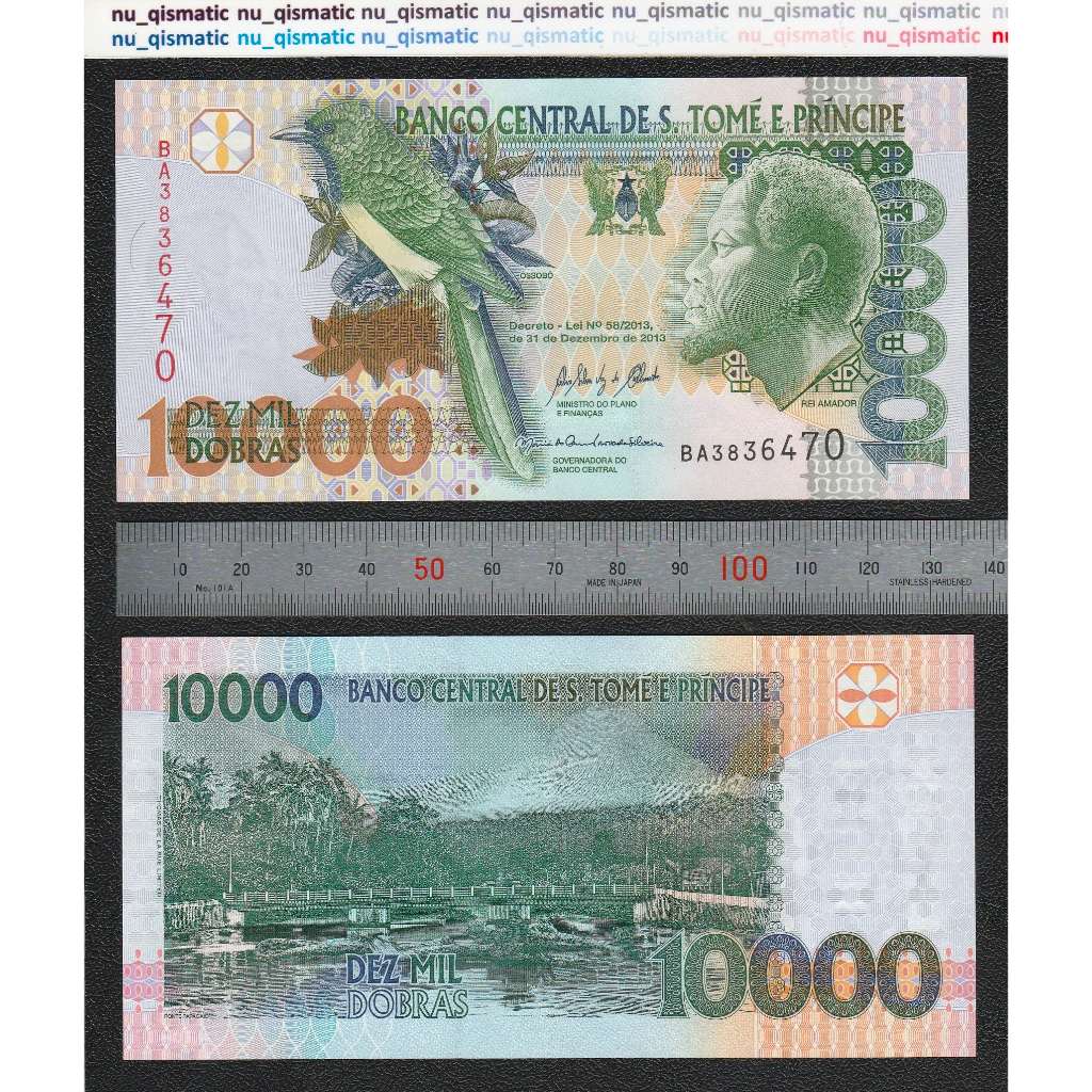 Uang Sao Tome e Principe, Saint Thomas & Prince 10000 Dobras 2013, UNC Baru Super Gress P# 66d, ud