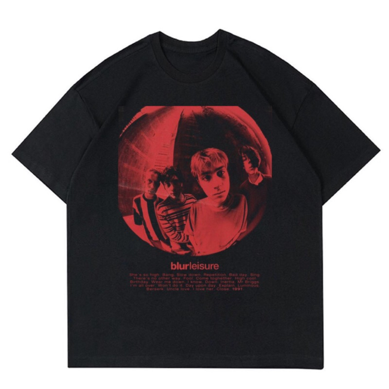 KAOS BAND BLUR - LEISURE | T-SHIRT BAND BLUR “LEISURE” BLACK OVERSIZE | BAJU BAND BLUR OVERSIZE ALBU