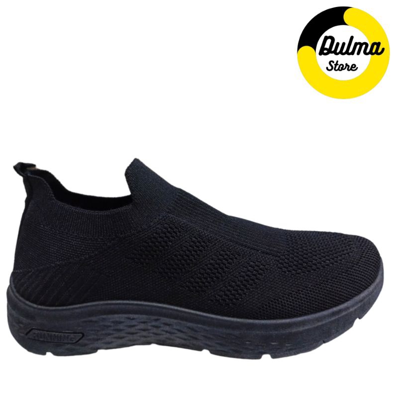 SAILATU Original Sepatu Sneakers Slip On Selop Selobokan Sepatu Hitam Polos Sepatu Casual Sekolah Kerja Kuliah Trendi Fashionable Kekinian