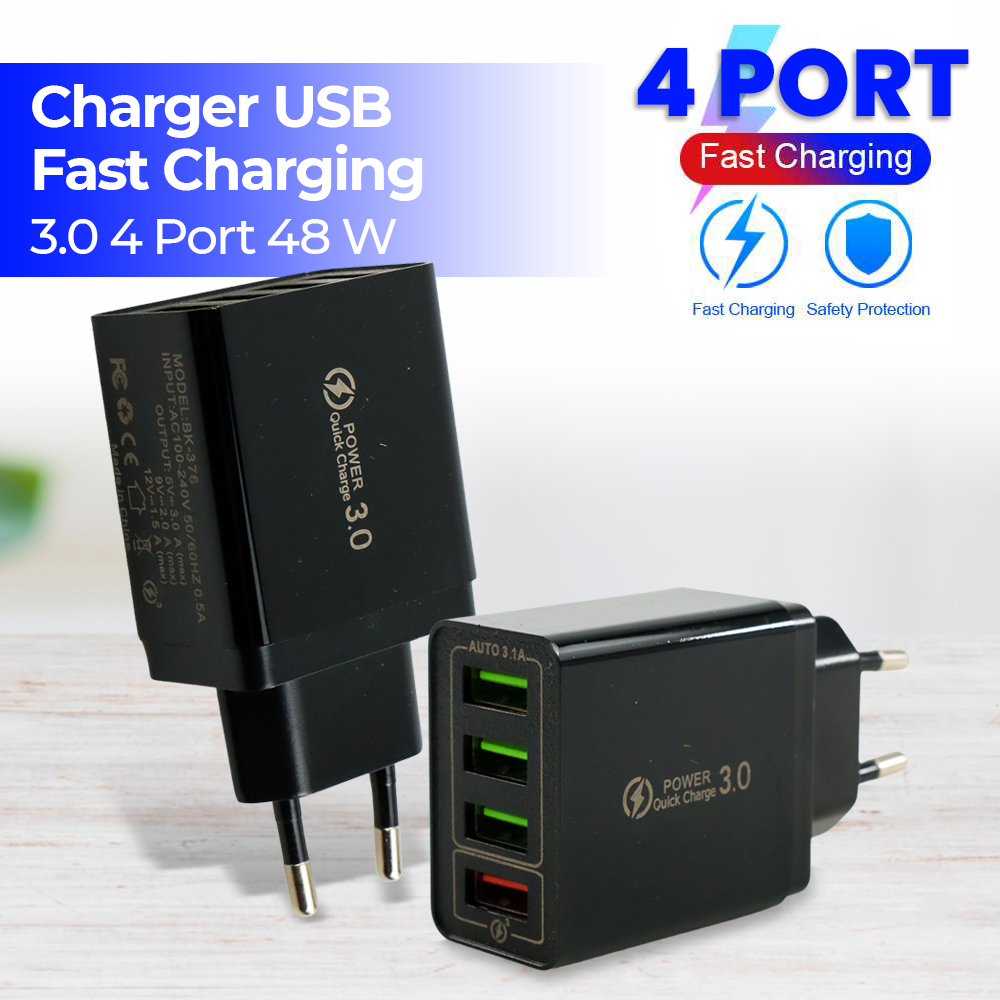 Charger HP USB Fast Charging QC3.0 4 Port 48 Watt BK-376 CNS