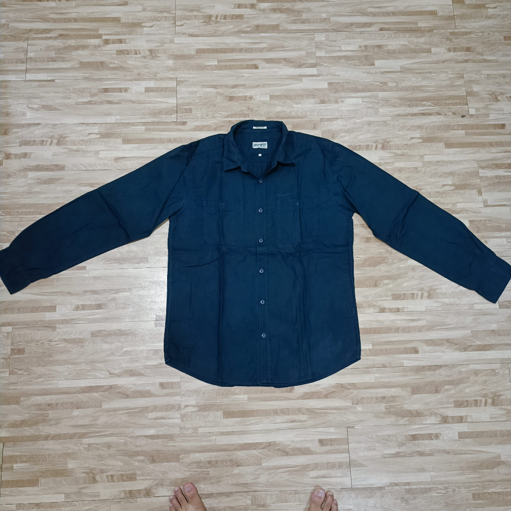 Kemeja Wrangler Shirt Navy Original Bekas L