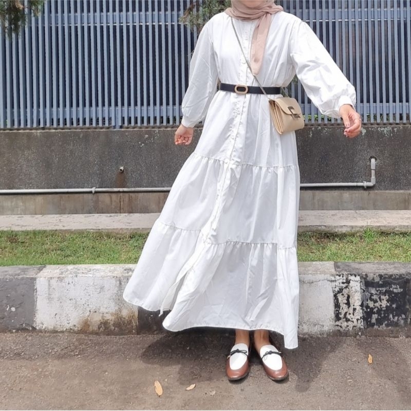 Dress korea / Long dress / Maxi Dress - Ameera Hitam & Putih BW