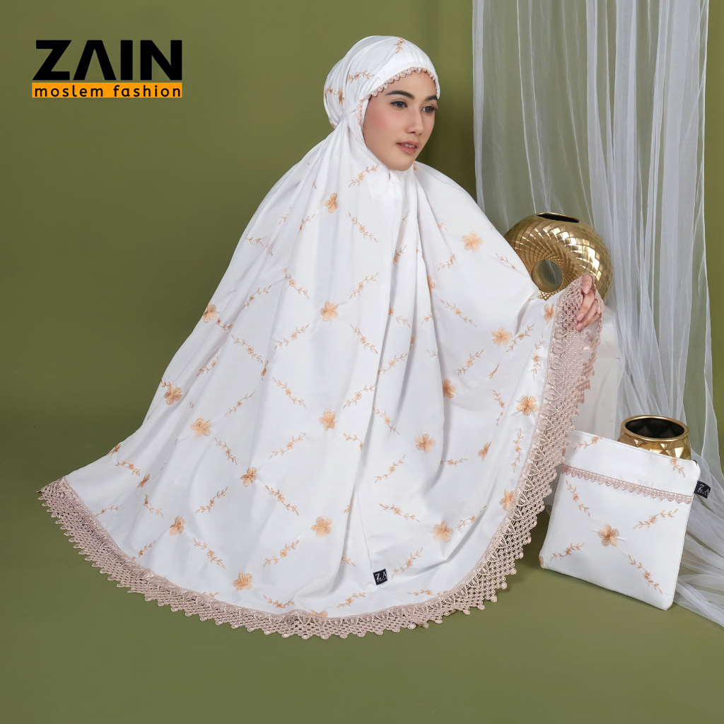 ZAIN - Mukena Dewasa Katun Premium Bordir Bunga Jasmine