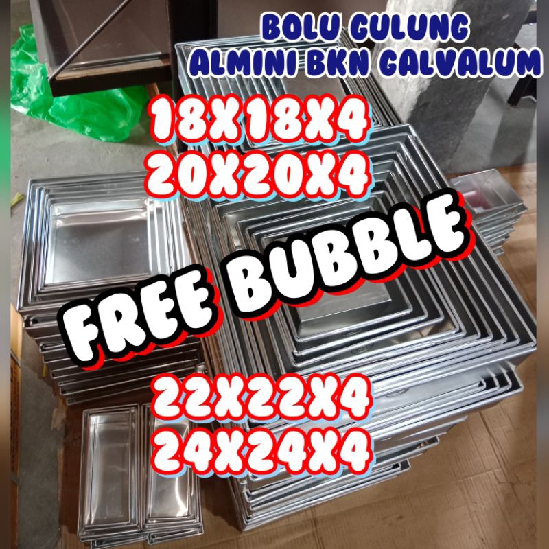 CETAKAN KUE  BOLU GULUNG &amp; LOYANG KUE KERING 24X24X4 22X22X4 20X20X4 18x18x4 MURAH TERJANGKAU ALUMUNIUM ASLI TIDAK LENGKET