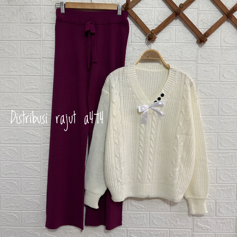 ONESET SAMIA SWEATER RAJUT CABLE SETELAN SELANA KULOT