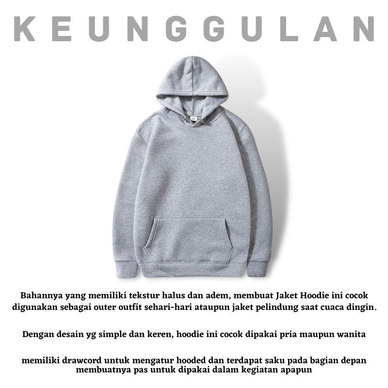 BALDRIC OVERSIZED Jaket Hoodie Oversize Pria Cowok Wanita Abu Abu Distro Tebal Premium Original
