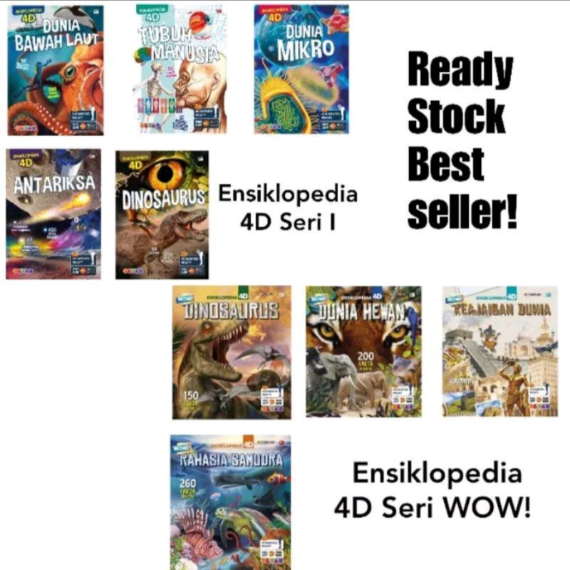 ensiklopedia 4d seri 1 dan seri wow rahasia samudera / keajaiban dunia / dunia hewan / dinosaurus