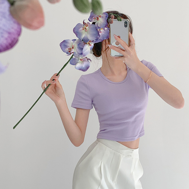 【Premium】T-Shirt Korean Style Crop Top 2172