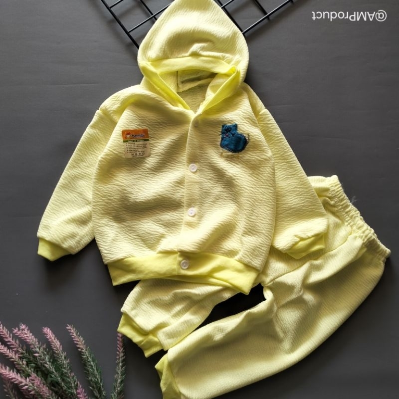 setelan hoodie bayi kulit jeruk 0-6 bulan