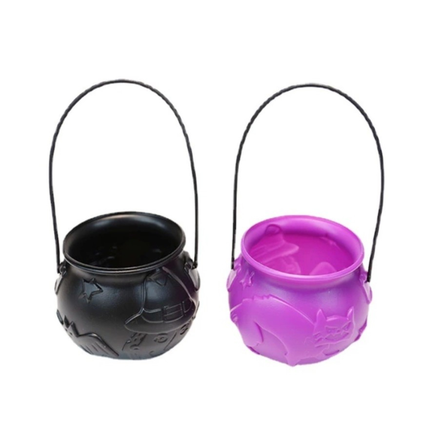 Halloween Witch Cauldron Candy Basket Mini Cat Purple Candy Basket