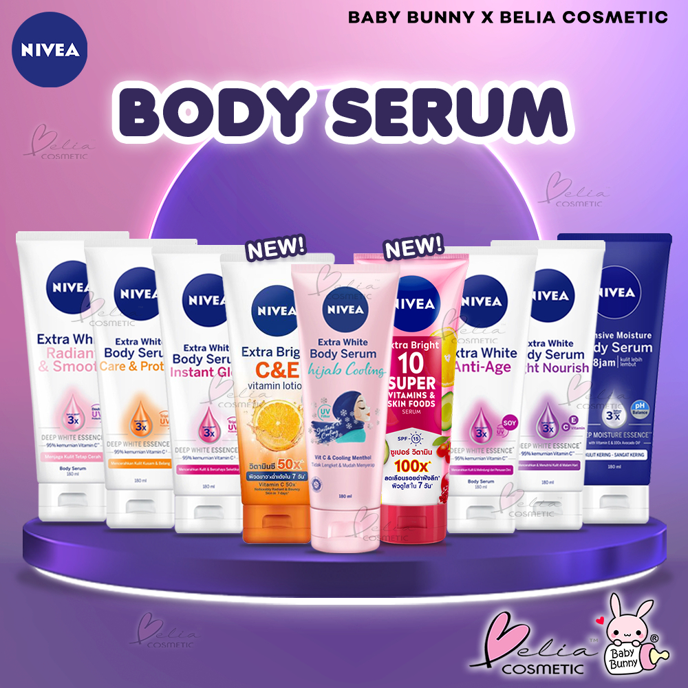 ❤ BELIA ❤ NIVEA Body Serum Extra White | Night | Repair Care Protect | Radiant | Glow | Hijab 180ml | Care and Protect 70ml