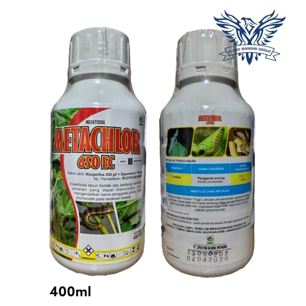 Insektisida METACHLOR 400ml 650 EC Klorpirifos 550 g/l Sipermetrin 100 g/l Pembasmi Hama ulat dan wereng