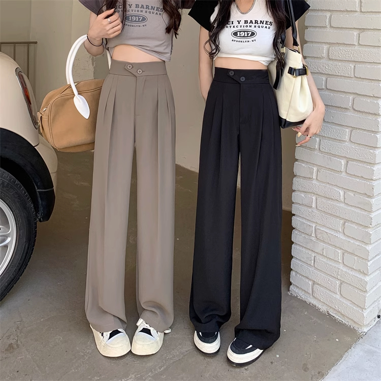 Korea Style kulot Celana Panjang Loose High Waist Wanita Loose Straight Pants