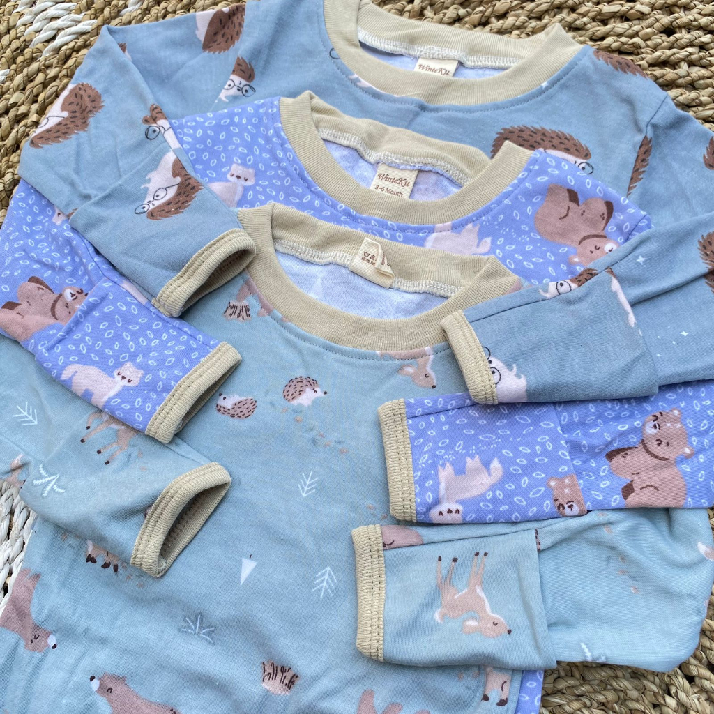 3 PCS baju celana bayi lengan panjang baju bayi premium motif printing DNW BABY