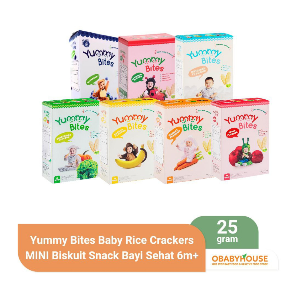 Yummy Bites Baby Rice Crackers 25 gr MINI Biskuit Snack Bayi Sehat 6m+
