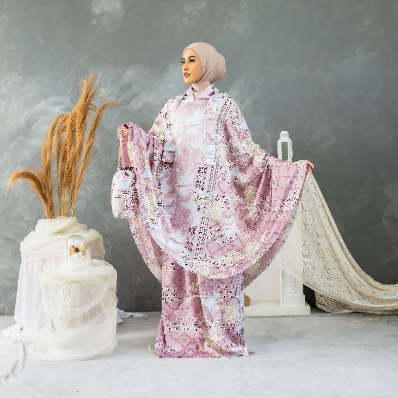 Mukena Dewasa Motif 3in1 Sutra Silk Diora Shanum