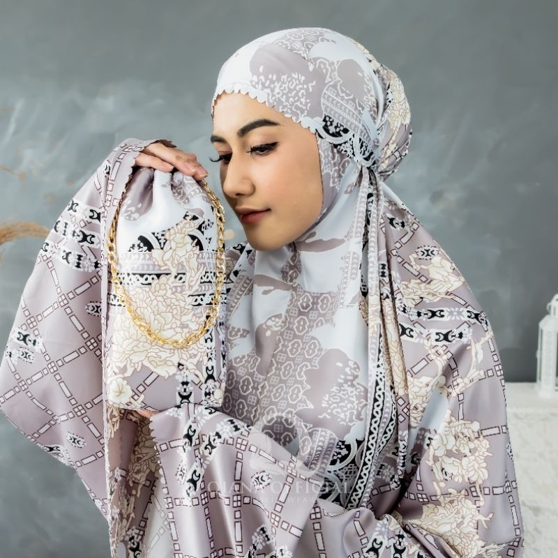 Mukena Dewasa Motif 3in1 Sutra Silk Diora Shanum