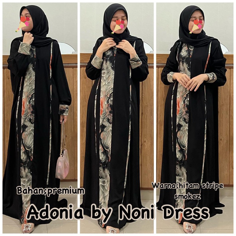 Daster Arab Noni ADONIA Maxi Dress Busui Gamis Rayon Twill Ori