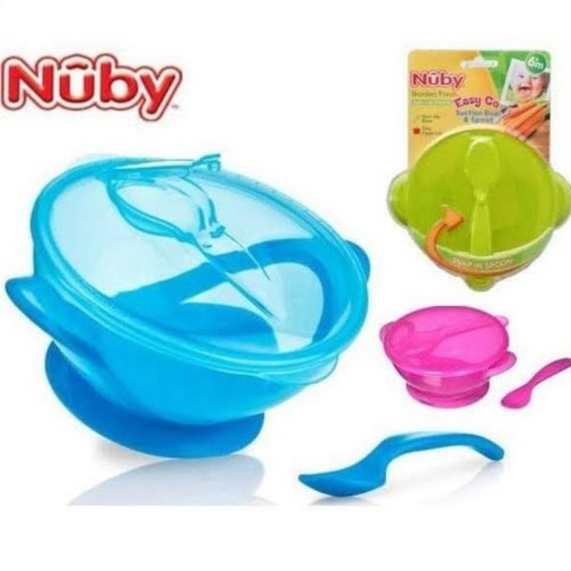 Nuby GF Suction Bowl N Spoon Lid / Peralatan Makan Bayi