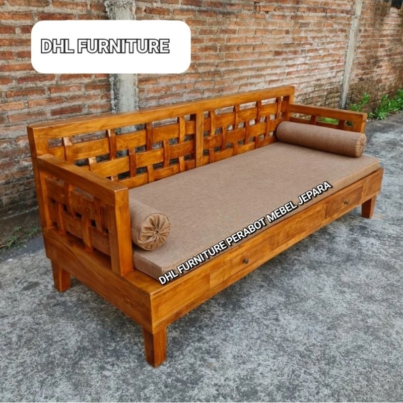 Bangku Kursi Bale Bale Besar kayu Jati Minimalis