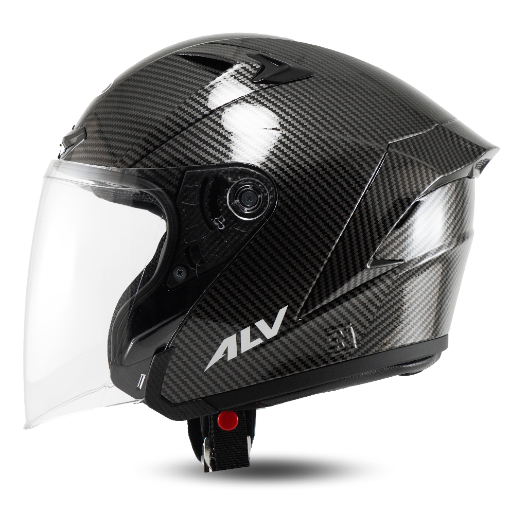 Helm Half Face ALV Ultron Carbon Black Kekinian Kaca Clear