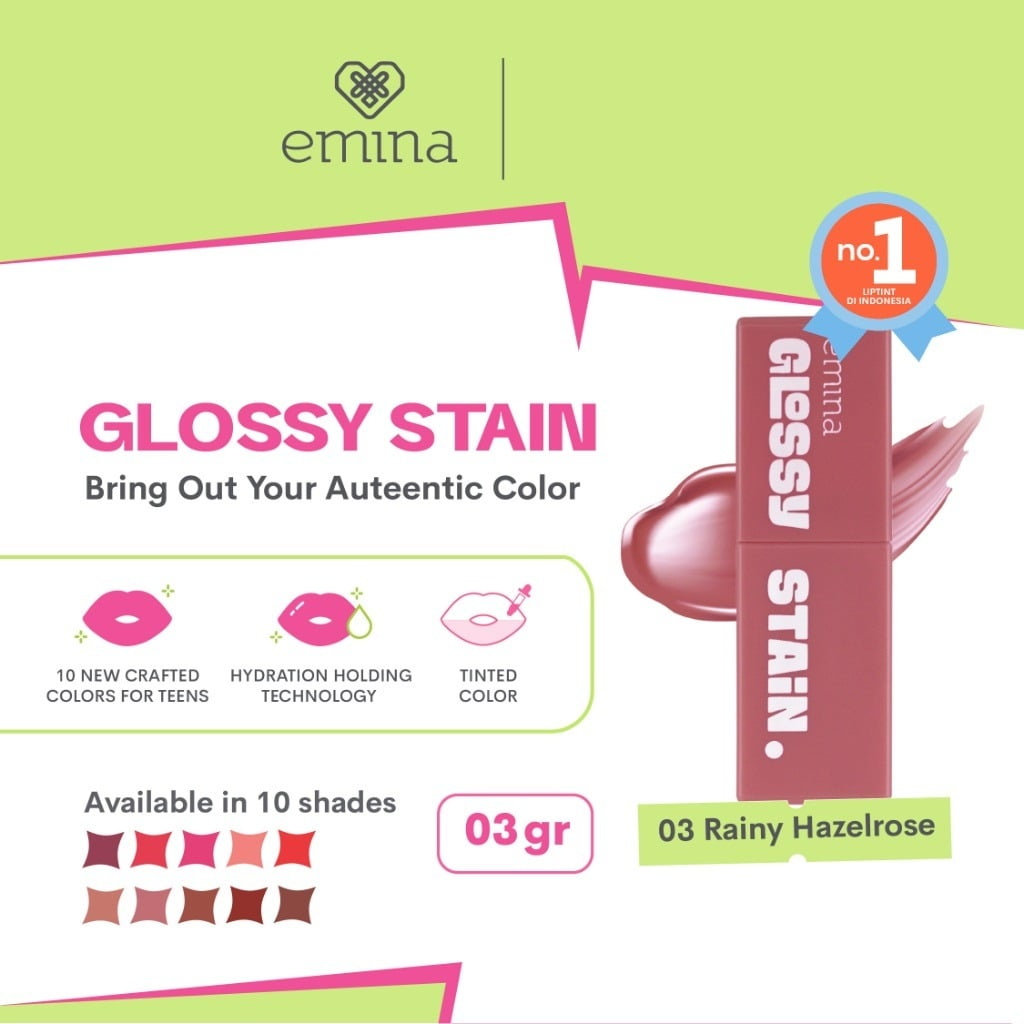 EMINA Glossy Stain Lip Gloss BPOM ORIGINAL / Tahan Lama BY AILIN