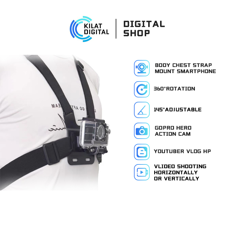 BODY CHEST STRAP 5PCS/Set Mount Smartphone GoPro Hero Action Cam Tali Strap Dudukan Dada   Youtuber Vlog HP