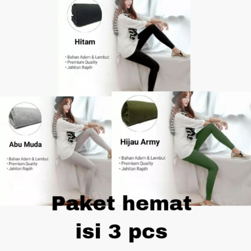 PAKET HEMAT ISI 3 PCS Celana Legging Bahan Kaos Rayon Legging Panjang Kaos Rayon