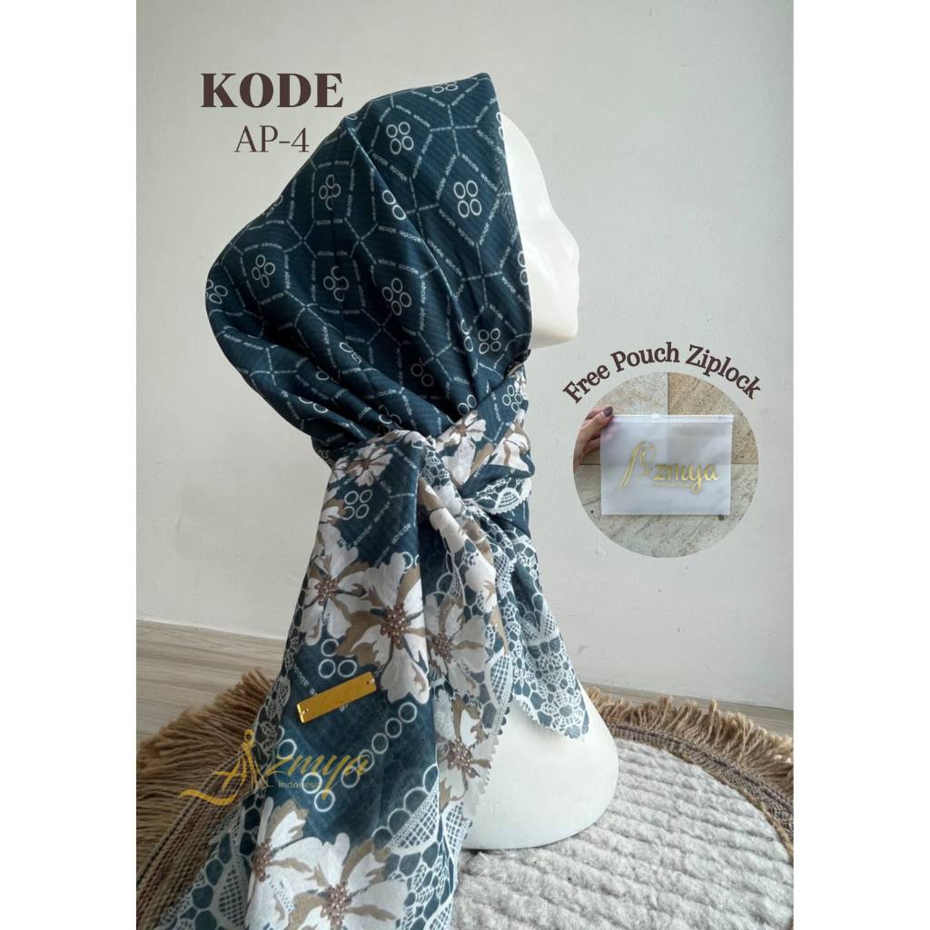 VOAL MOTIF FREE POUCH - HIJAB SEGIEMPAT BAHAN VOAL MOTIF PREMIUM (GRATIS POUCH)