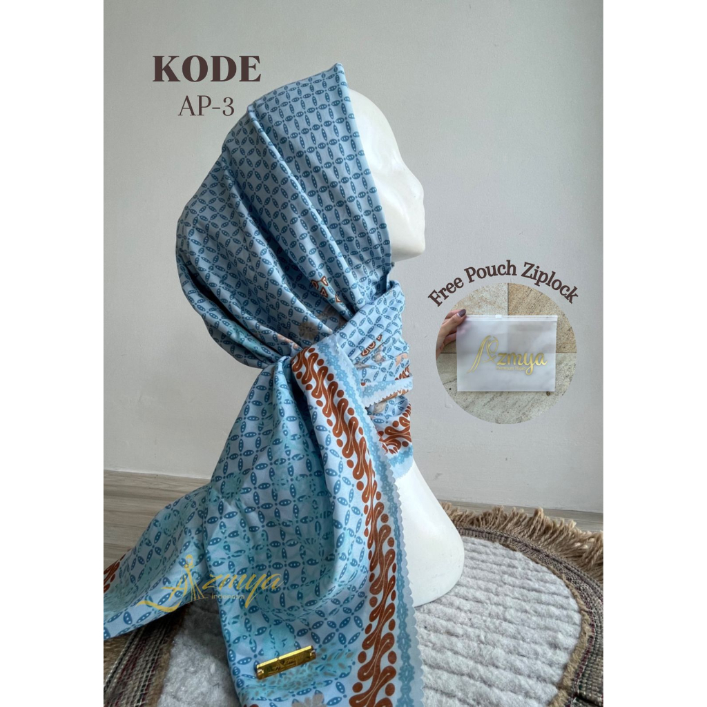 VOAL MOTIF FREE POUCH - HIJAB SEGIEMPAT BAHAN VOAL MOTIF PREMIUM (GRATIS POUCH)