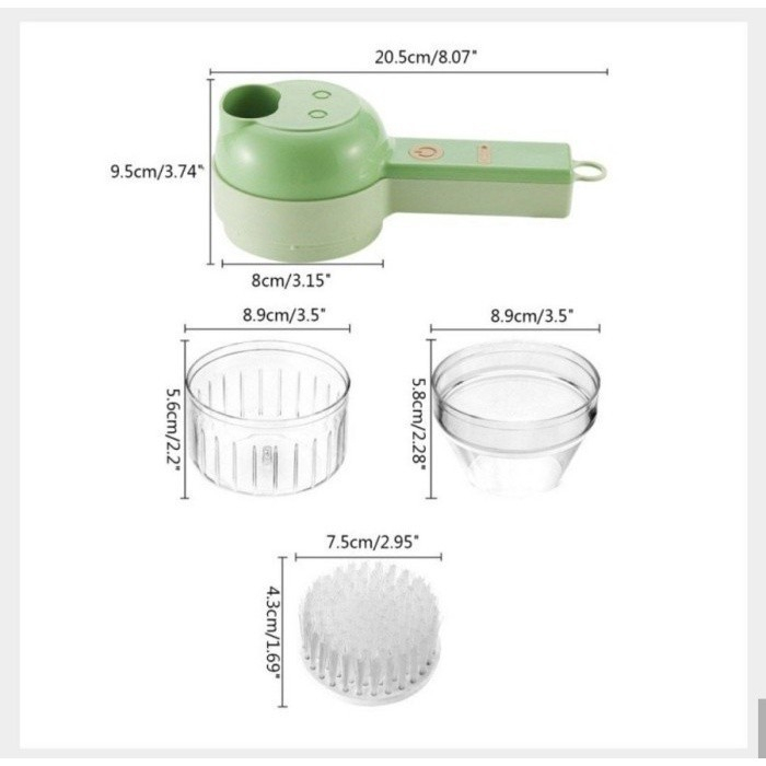 EM  Pemotong Sayur 4 in 1 Set Food Chopper Electric Vegetable Cutter